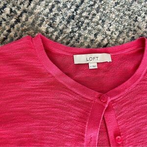 Loft three-quarter length sleeve cardigan sweater - size small - melon pink